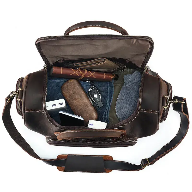 sac voyage cuir homme et femme interieur