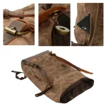 vertSac à dos randonnée vintage en toile imperméable pour aventuriers détails vertSac à dos randonnée vintage en toile imperméable pour aventuriers détails