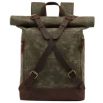 vertSac à dos randonnée vintage en toile imperméable pour aventuriers marron vertSac à dos randonnée vintage en toile imperméable pour aventuriers marron