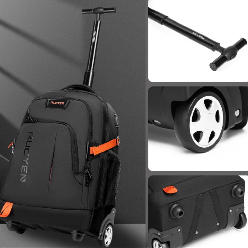 Bagage cabine à roulettes convertible en sac à dos détails roues