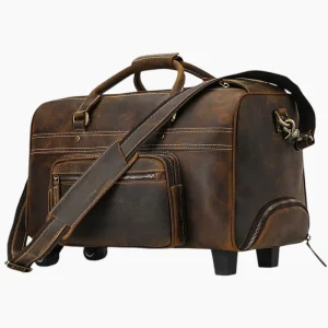 Bagage cabine cuir véritable élégant résistant brun vieilli
