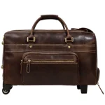 Bagage cabine cuir véritable élégant résistant café Bagage cabine cuir véritable élégant résistant café