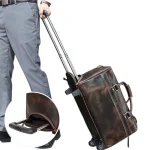 Bagage cabine cuir véritable élégant résistant poignée retractable Bagage cabine cuir véritable élégant résistant poignée retractable