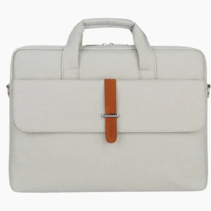 Pochette ordinateur avec poignée et bandoulière gris clair