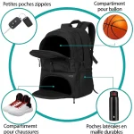 Sac de basket à dos pratique avec rangement chaussures poches