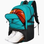 Sac de basket à dos pratique avec rangement chaussures turquoise