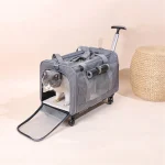 Sac de transport pour chat à roulettes pratique avec chat