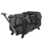 Sac de transport pour chat à roulettes pratique noir
