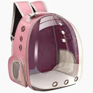 Sac de transport pour chat transparent rose