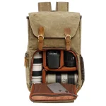 Sac photo vintage imperméable avec rangement optimisé ouvert Sac photo vintage imperméable avec rangement optimisé ouvert