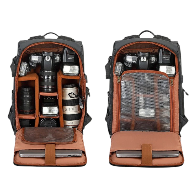 Sac photo voyage imperméable pratique pour photographes ouvert