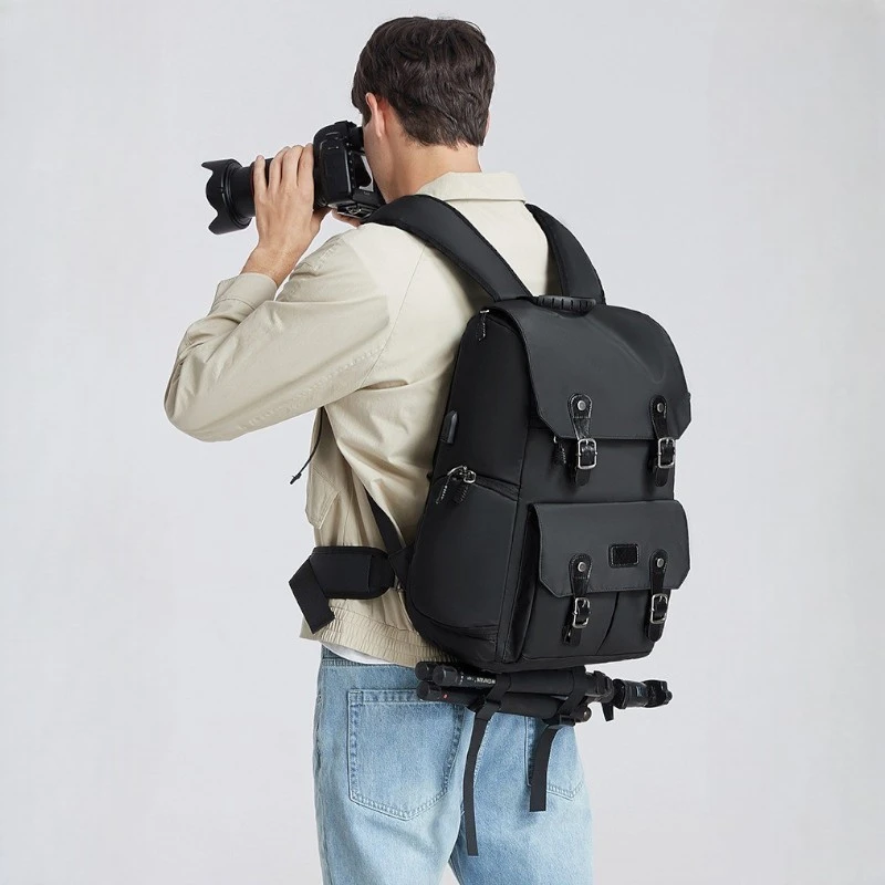 Sac photo voyage imperméable pratique pour photographes porté