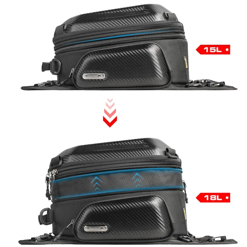 Sacoche réservoir moto étanche avec coque rigide extensible