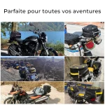 Sacoche selle moto en toile robuste pour aventuriers lifestyle
