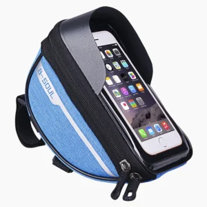 Sacoche vélo guidon avec écran tactile pour smartphone bleu