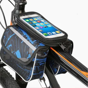 Sacoches vélo pour cadre imperméable avec écran tactile bleu