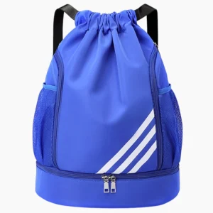 Sac de foot compartiment pour chaussures et ballon bleu