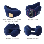 Coussin de voyage avec capuche ergonomique détails Coussin de voyage avec capuche ergonomique détails