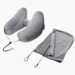 Coussin de voyage avec capuche ergonomique gris clair Coussin de voyage avec capuche ergonomique gris clair