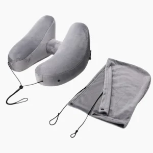 Coussin de voyage avec capuche ergonomique gris clair
