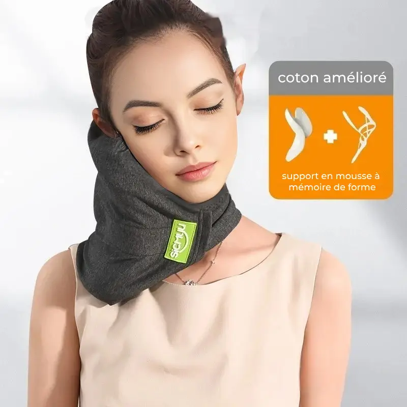 Coussin de voyage nuque ergonomique,porté par femme