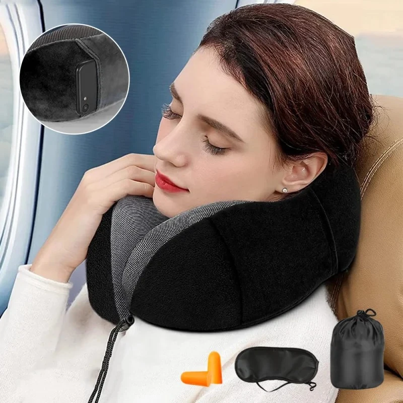 Coussin de voyage pour le cou ergonomique à mémoire de forme femme en transports