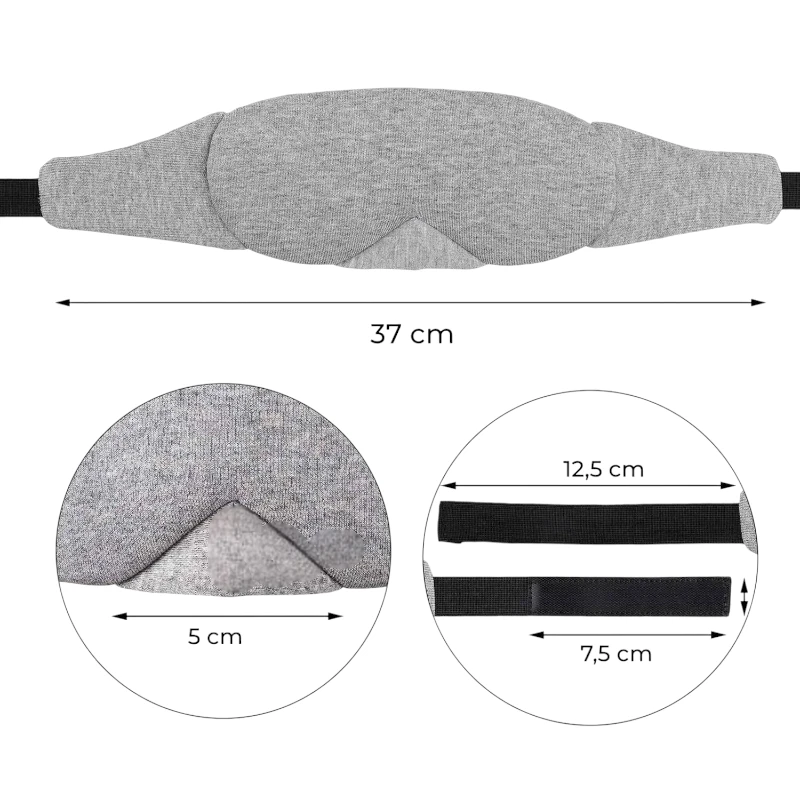 Masque de sommeil confortable doux idéal pour voyager dimensions