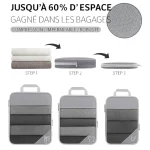 Sacs de compression de voyage zippés - Set de 6 pièces bénéfices Sacs de compression de voyage zippés - Set de 6 pièces gris