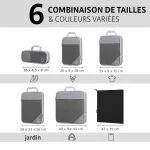 Sacs de compression de voyage zippés - Set de 6 pièces dimensions Sacs de compression de voyage zippés - Set de 6 pièces dimensions