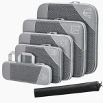 Sacs de compression de voyage zippés - Set de 6 pièces gris Sacs de compression de voyage zippés - Set de 6 pièces gris