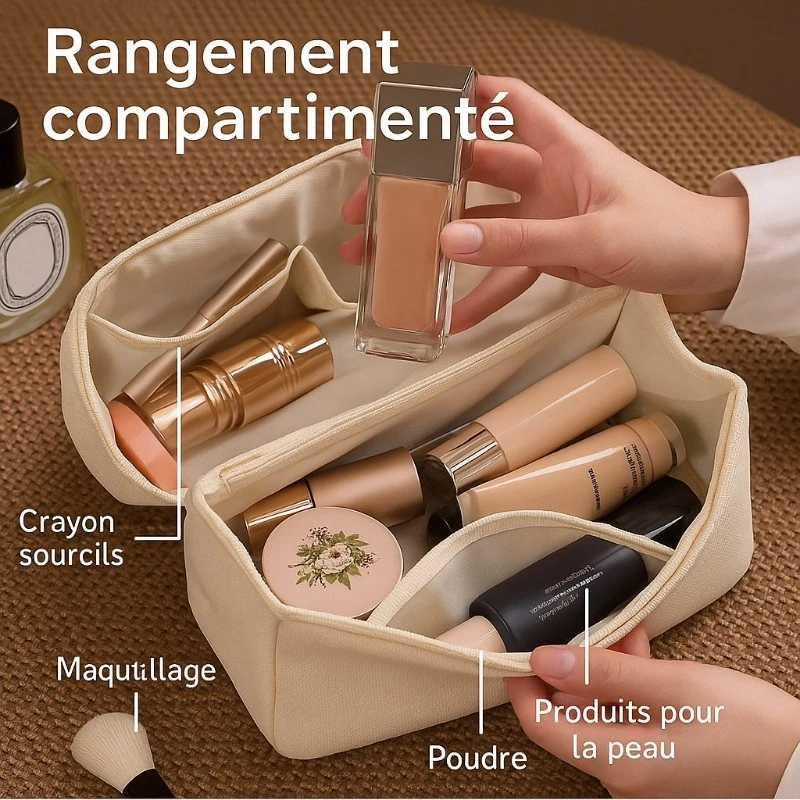 Trousse de toilette de voyage pour femme poches de rangement