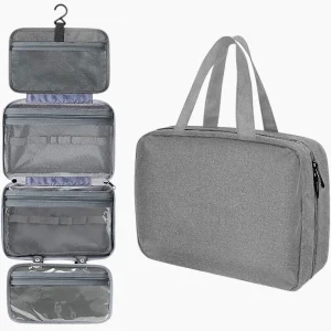 Trousse de voyage suspendue imperméable pratique pour emporter en voyage gris