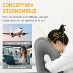 grisCoussin de voyage gonflable confortable conception ergonomique grisCoussin de voyage gonflable confortable conception ergonomique