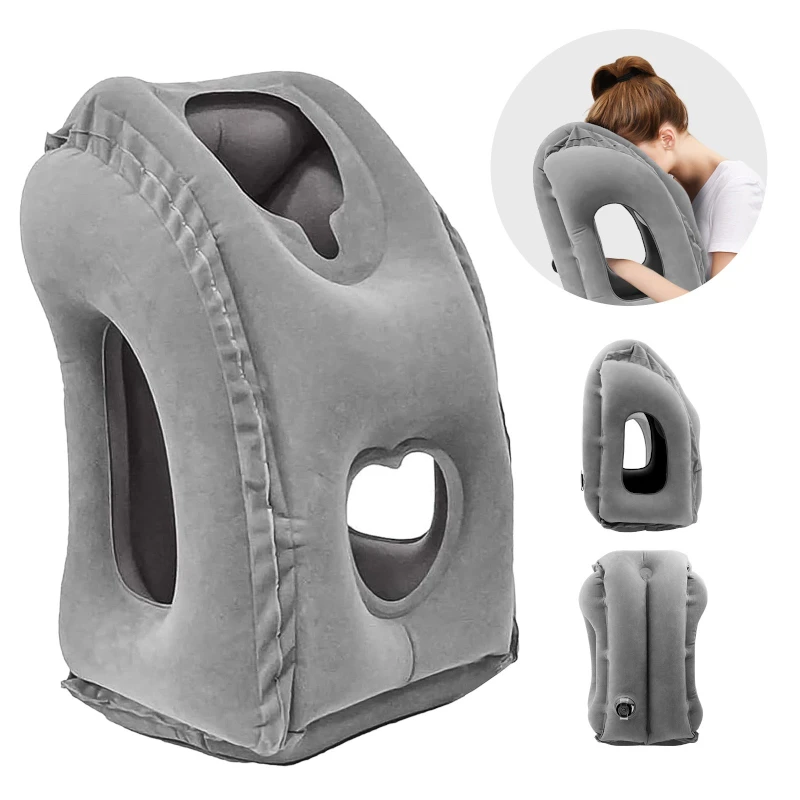 grisCoussin de voyage gonflable confortable différentes vues